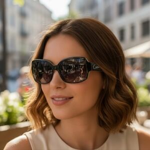 Coach Black Sunglasses with Patterned Arms